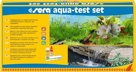 sera aqua-test, set di test per acquari e laghetti con i 4 principali test dell'acqua pH, GH, KH, NO2 